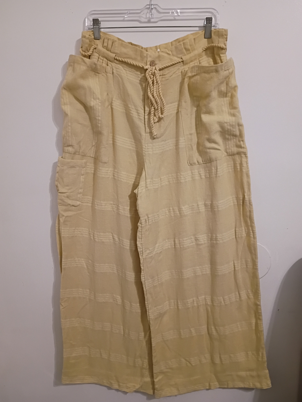 Free People Yellow Wide-Leg Drawstring Cargo Pants Sz L